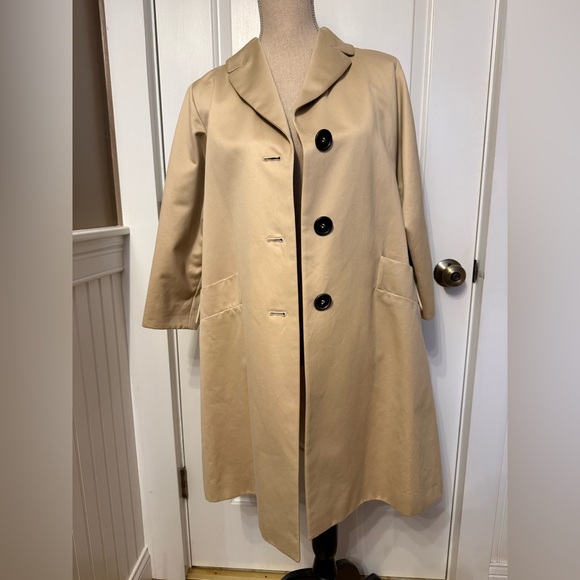 BARNEYS NEW YORK JACKET TRENCH COAT ITALY SIZE 38 4 TAN COTTON BUTTONS POCKETS - Picture 4 of 15